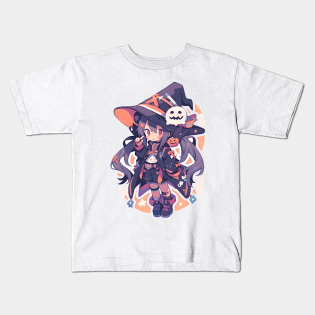 Kawaii Anime Halloween Kids T-Shirt by AestheticsArt81